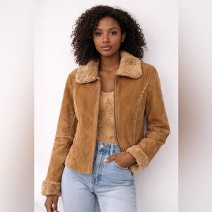 Vintage Winlit Suede Jacket | Faux Fur Lined | Size Medium